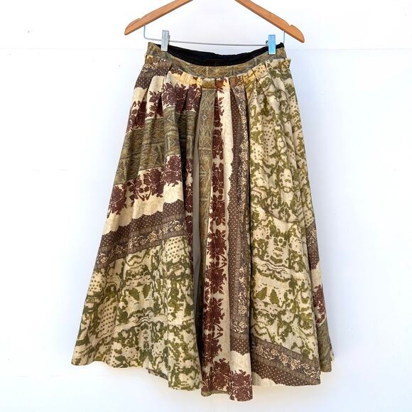 Vintage Roberto Cavalli Y2K Wool Patchwork Pleated Midi Skirt 40 Size 6 - Picture 9 of 16